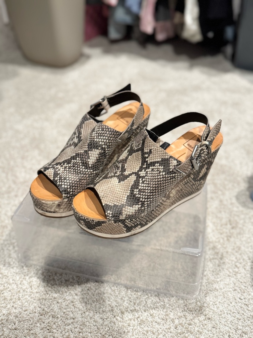 Dolce Vita Wedge Slingback Sandals in Snakeskin Print
